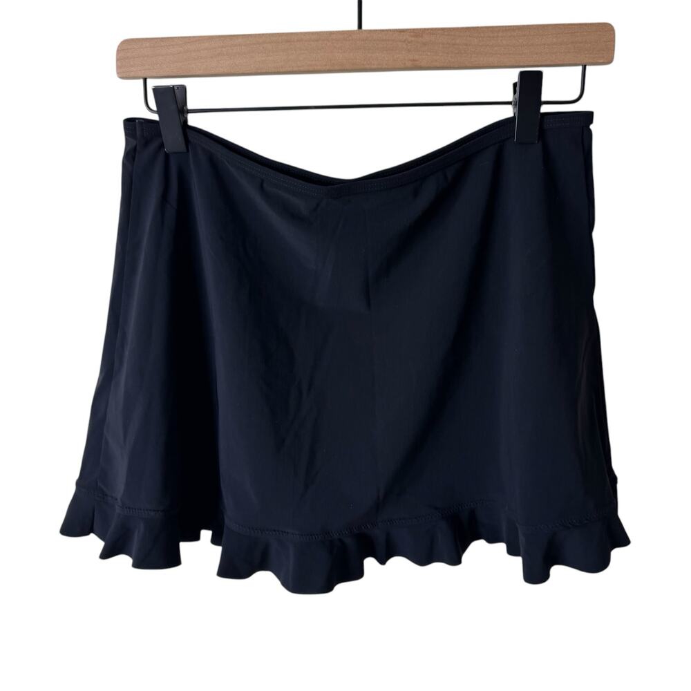 PROFILE BY GOTTEX Ruffle Pull on Swim Skirt BLACK Size Small